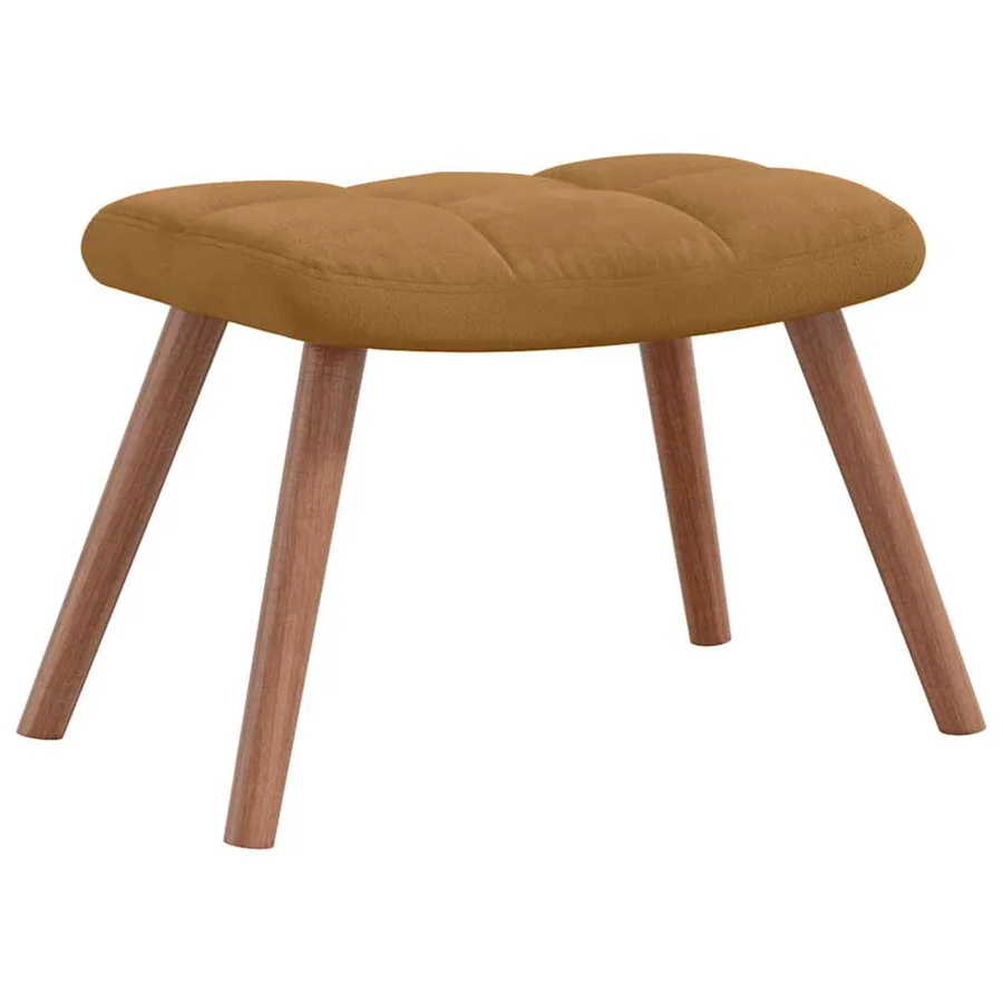 Chaise à bascule avec tabouret en velours marron - 8