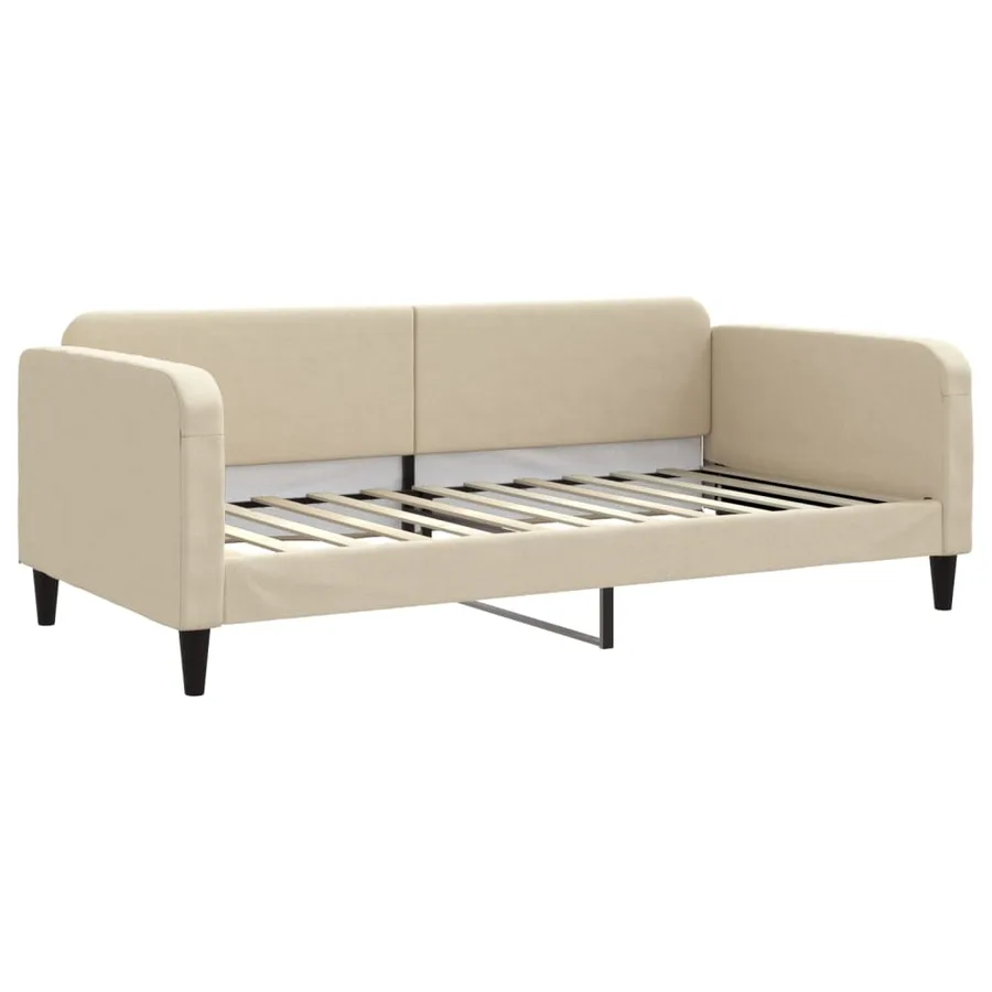 Lit de jour avec lit gigogne crème 100x200 cm tissu - 6