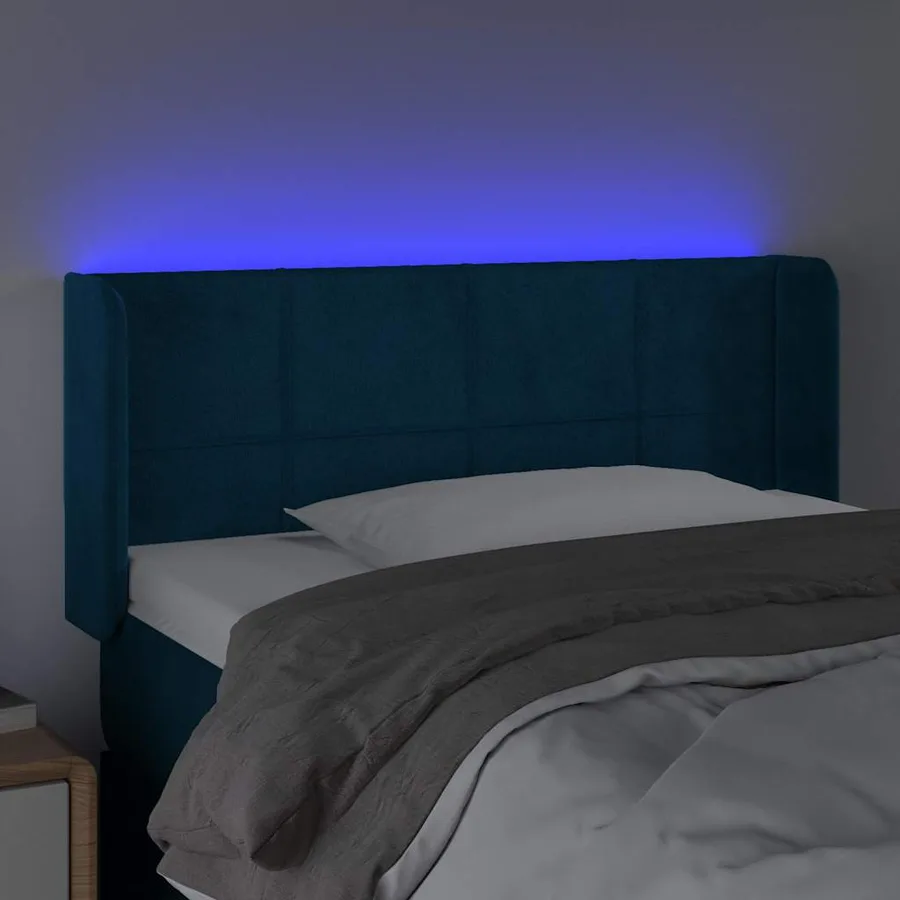 Tête de lit à LED Bleu foncé 93x16x78/88 cm Velours - 4