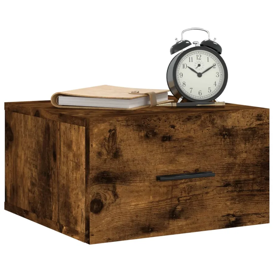 Table de chevet murale chêne fumé 35x35x20 cm - 3