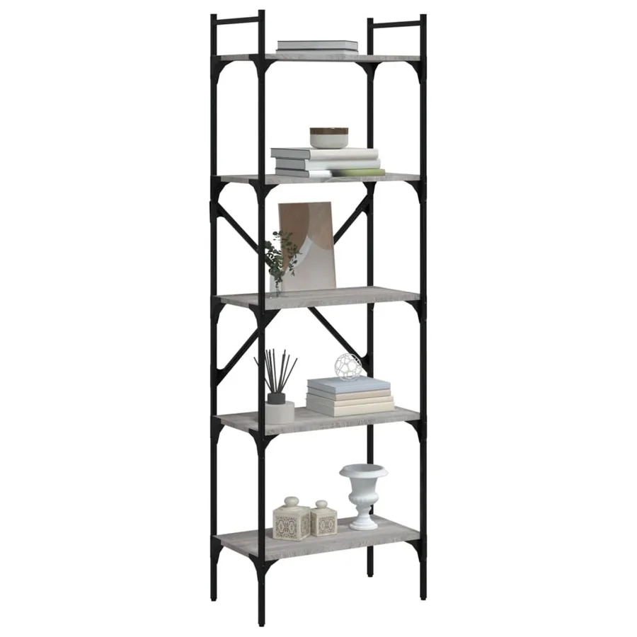 Bibliothèque à 5 niveaux sonoma gris 56x31,5x174 cm - 3