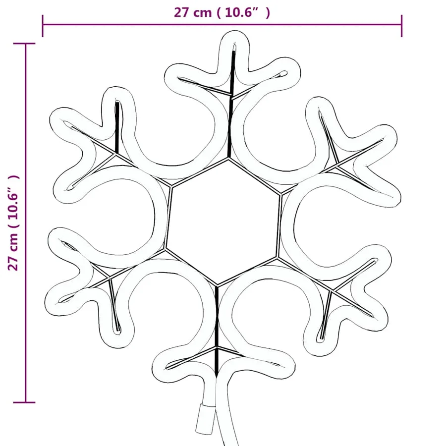 Figure de flocon de neige de Noël et 48 LED Blanc chaud 27x27cm - 6