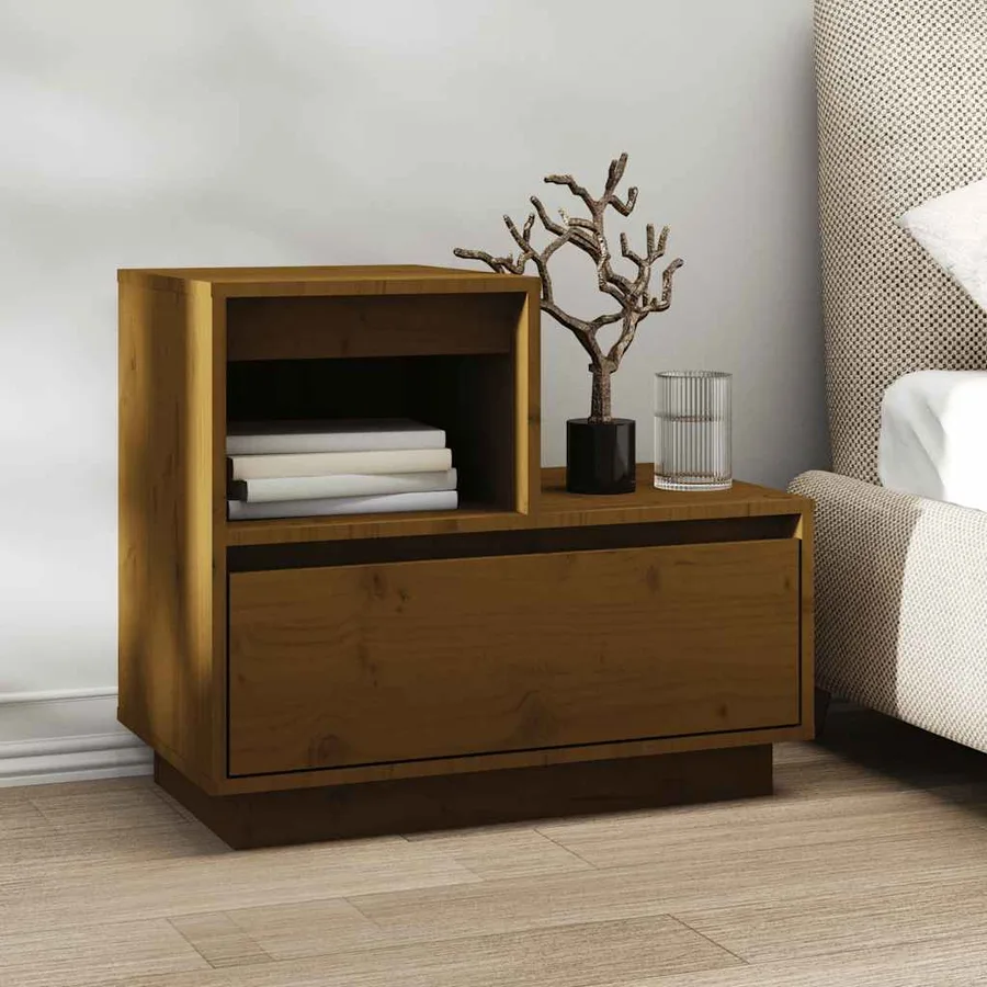 Tables de chevet 2pcs Marron miel 60x34x51cm Bois de pin massif - 3