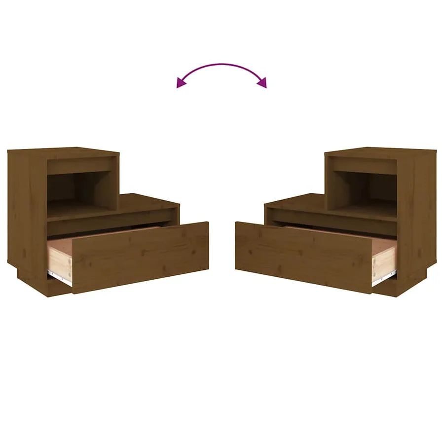 Tables de chevet 2pcs Marron miel 60x34x51cm Bois de pin massif - 8