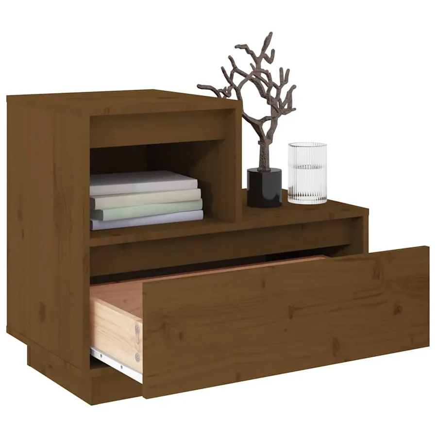 Tables de chevet 2pcs Marron miel 60x34x51cm Bois de pin massif - 9