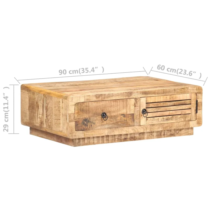 Table basse 90x60x29 cm Bois de manguier brut - 9
