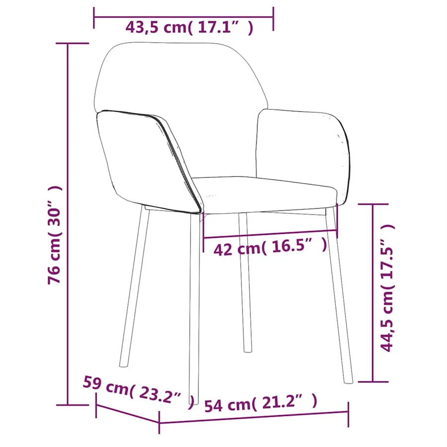 Chaises à manger lot de 2 Crème Velours - 8