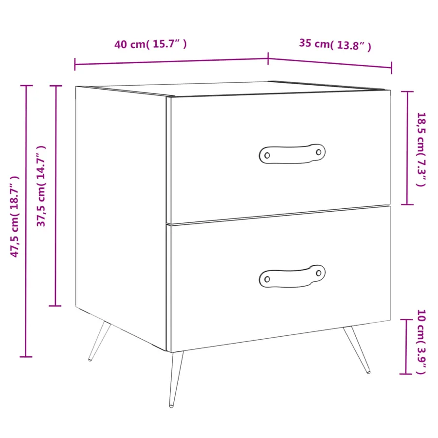 Tables de chevet 2 pcs blanc 40x35x47,5 cm bois d’ingénierie - 13