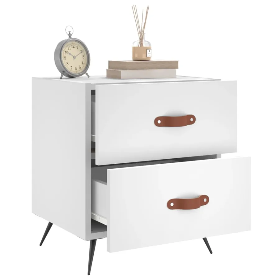 Tables de chevet 2 pcs blanc 40x35x47,5 cm bois d’ingénierie - 3