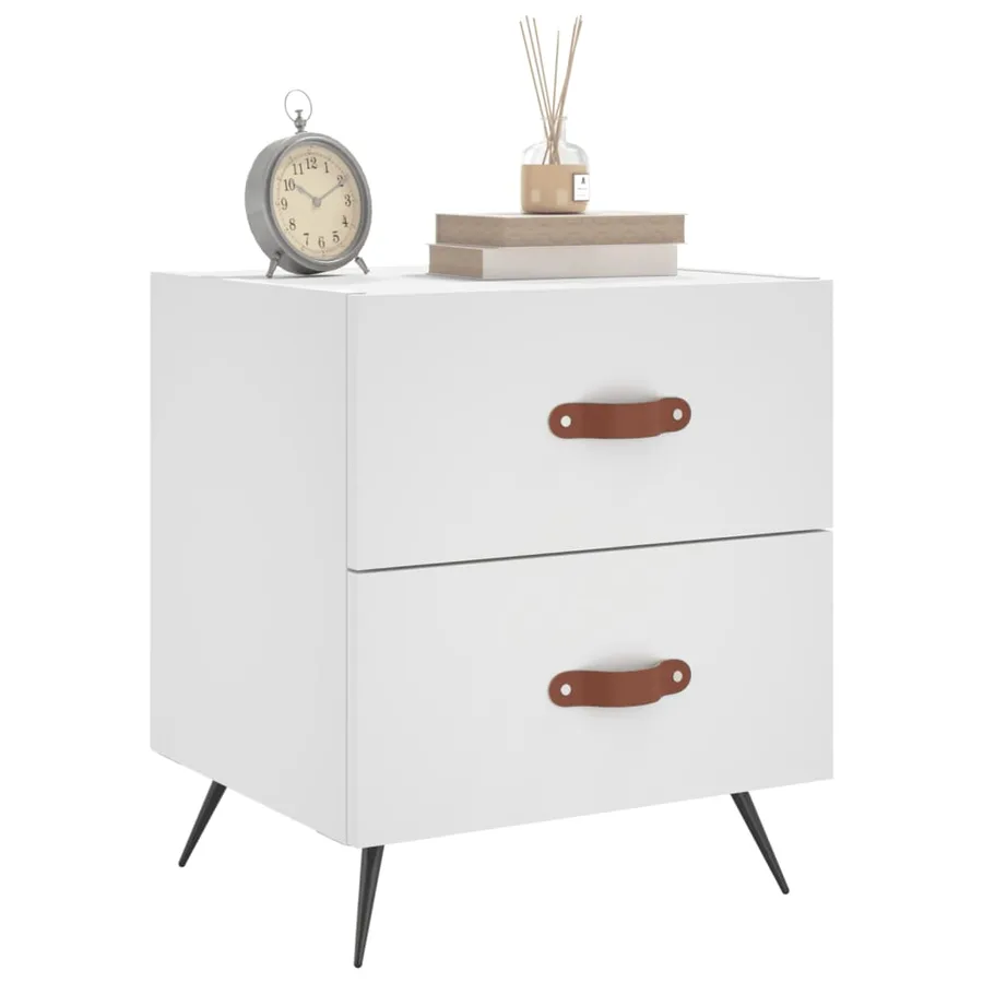 Tables de chevet 2 pcs blanc 40x35x47,5 cm bois d’ingénierie - 4