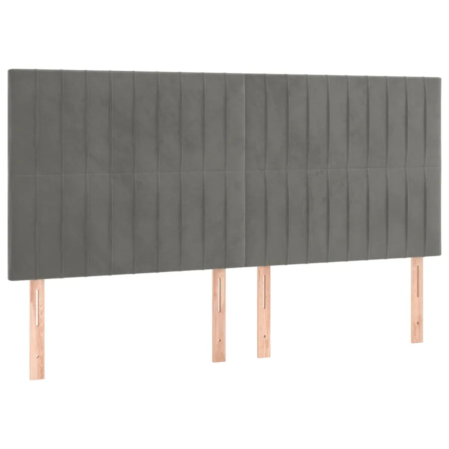 Tête de lit à LED Gris clair 200x5x118/128 cm Velours - 4