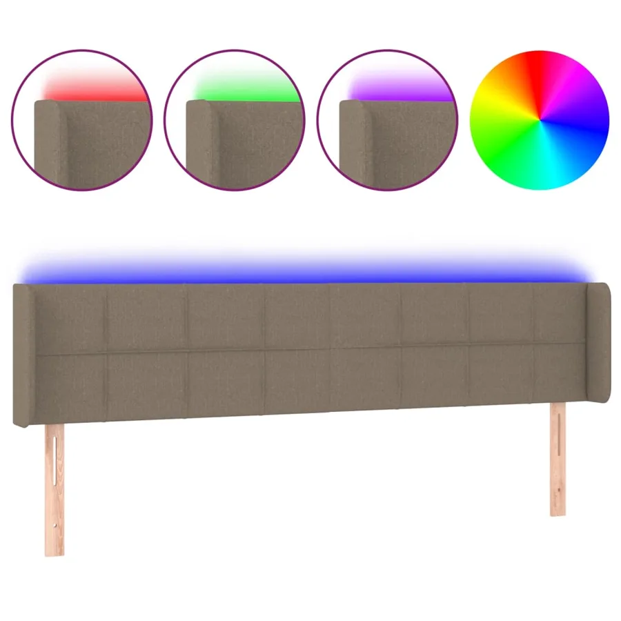 Tête de lit à LED Taupe 203x16x78/88 cm Tissu - 2