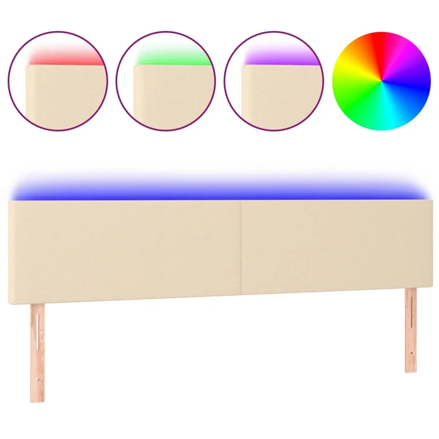 Tête de lit à LED Crème 160x5x78/88 cm Tissu - 2