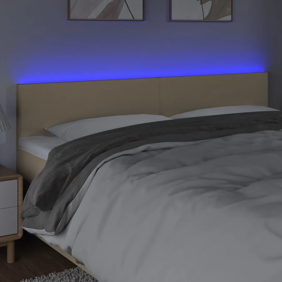 Tête de lit à LED Crème 160x5x78/88 cm Tissu - 3