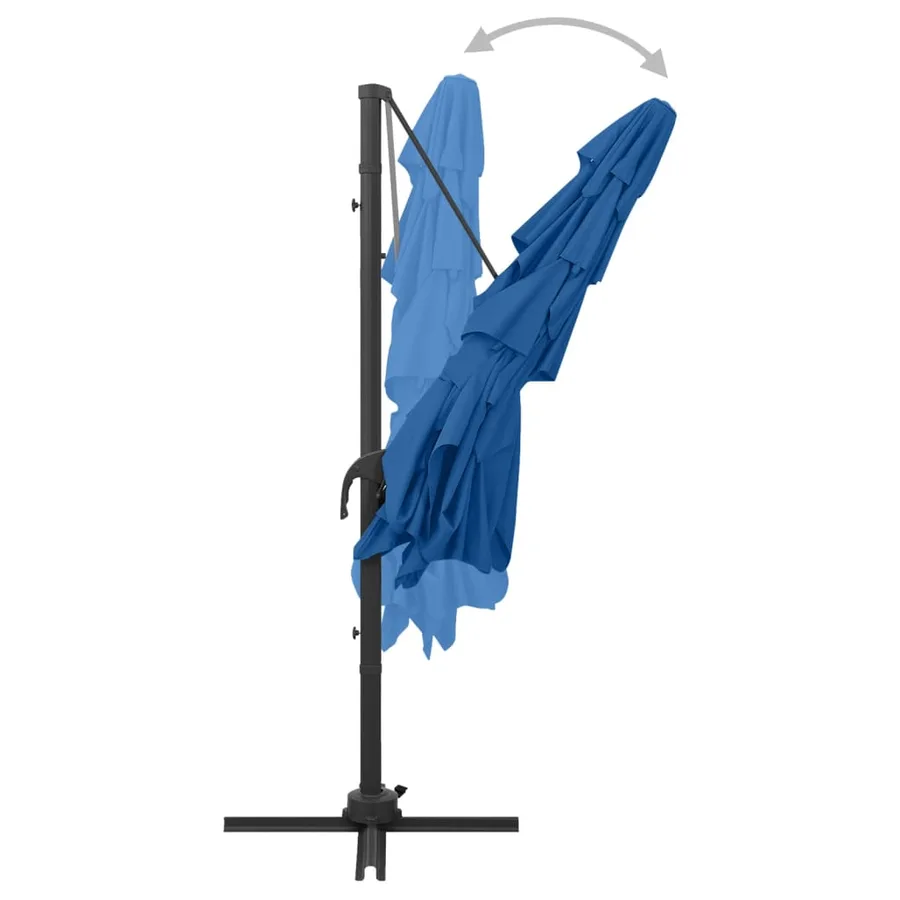Parasol de jardin à 4 niveaux avec mât en aluminium bleu azuré - 6