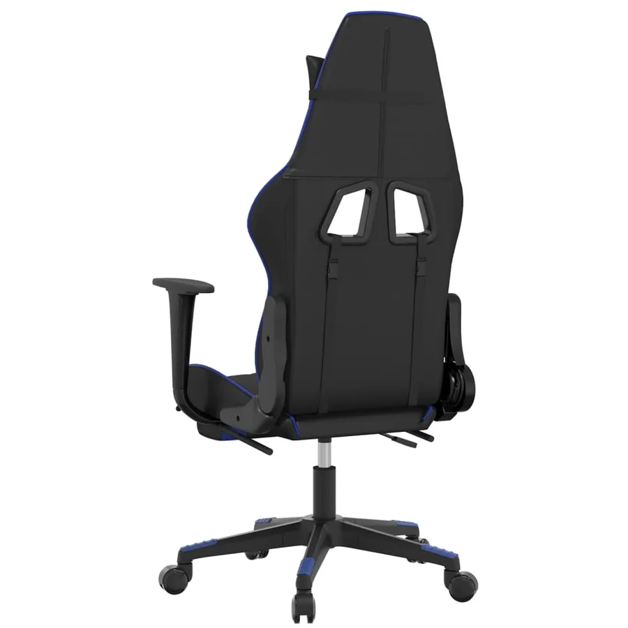 Chaise de jeu de massage et repose-pied Noir et bleu Similicuir - 6