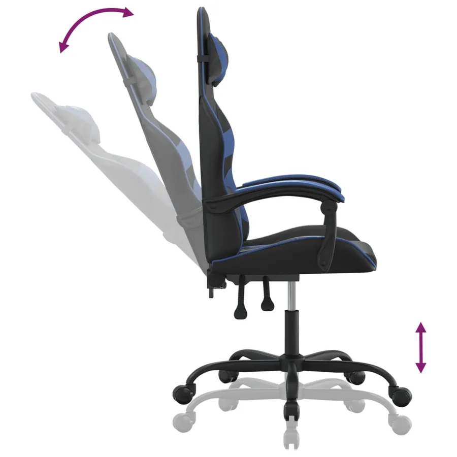 Chaise de jeu pivotante Noir et bleu Similicuir - 10