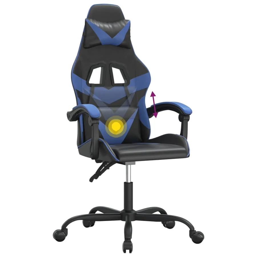 Chaise de jeu pivotante Noir et bleu Similicuir - 11