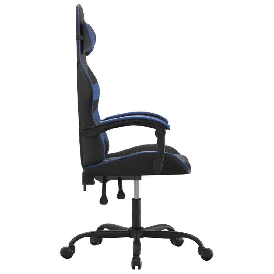 Chaise de jeu pivotante Noir et bleu Similicuir - 4