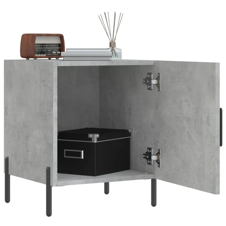 Table de chevet gris béton 40x40x50 cm bois d’ingénierie - 3