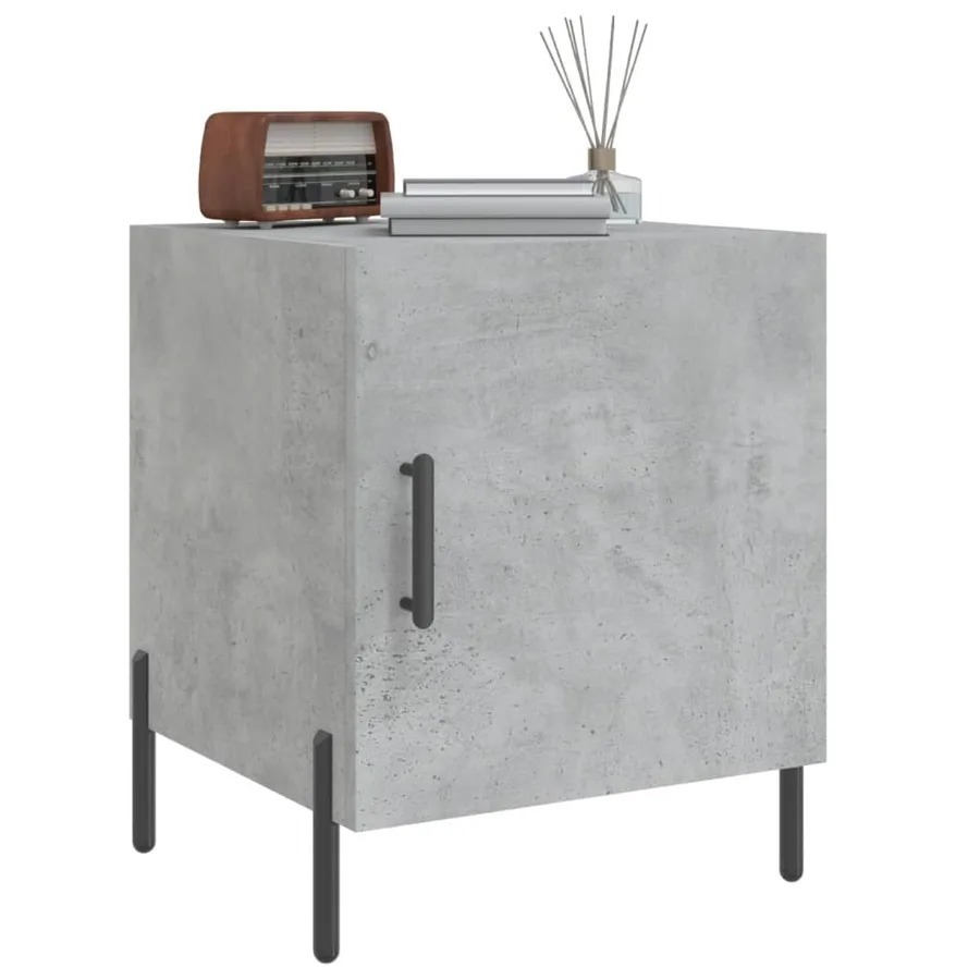 Table de chevet gris béton 40x40x50 cm bois d’ingénierie - 4