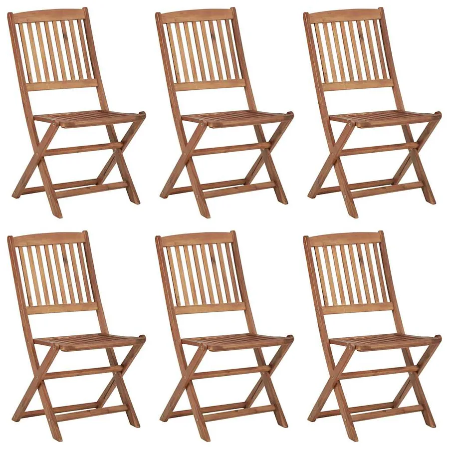 Chaises pliables de jardin lot de 6 avec coussins Bois d'acacia - 2