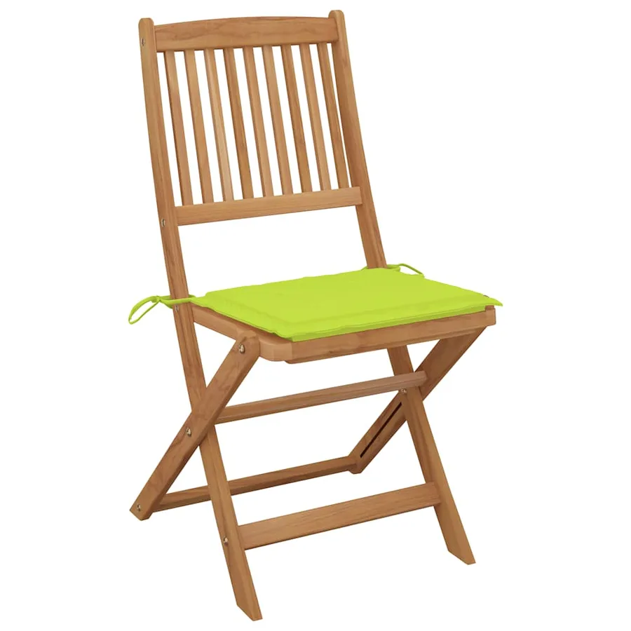 Chaises pliables de jardin lot de 6 avec coussins Bois d'acacia - 3