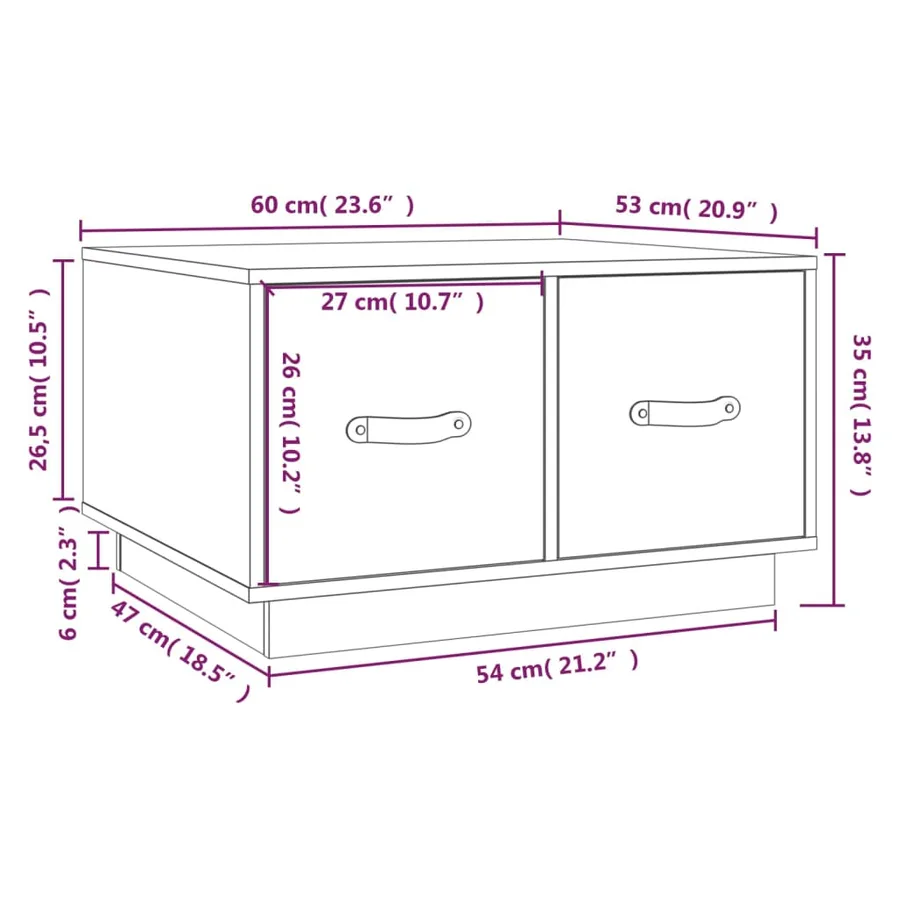 Table basse 60x53x35 cm Bois massif de pin - 10