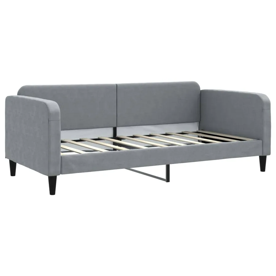 Lit de jour avec gigogne et matelas gris clair 90x190 cm tissu - 4