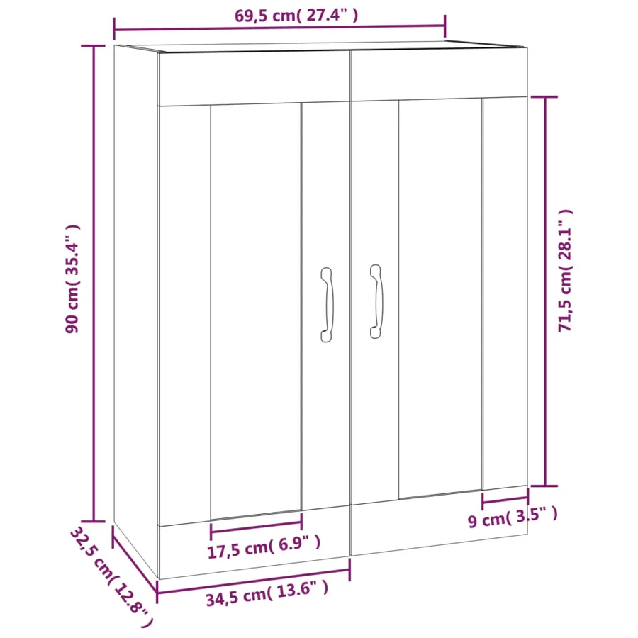 Armoire murale suspendue Chêne fumé 69,5x32,5x90 cm - 10