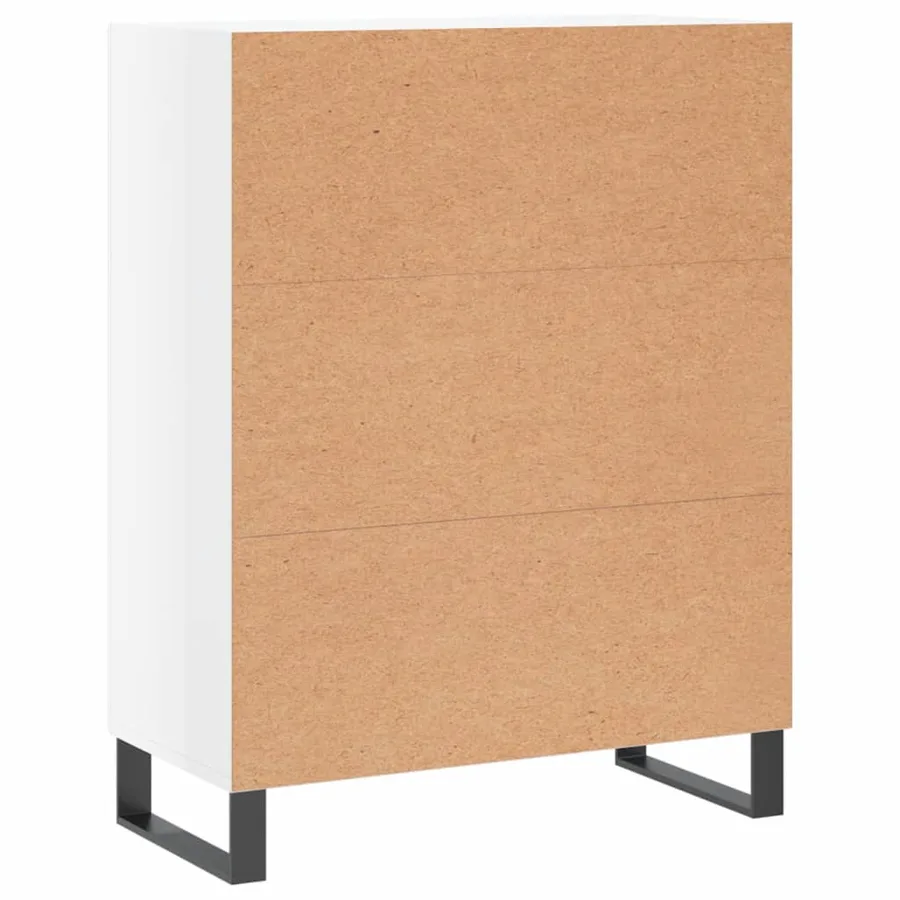 Buffet Blanc brillant 69,5x34x90 cm Bois d'ingénierie - 8