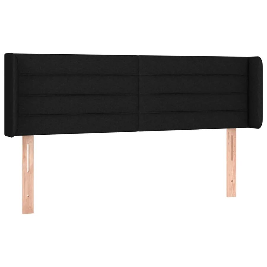 Tête de lit avec oreilles Noir 147x16x78/88 cm Tissu - 2