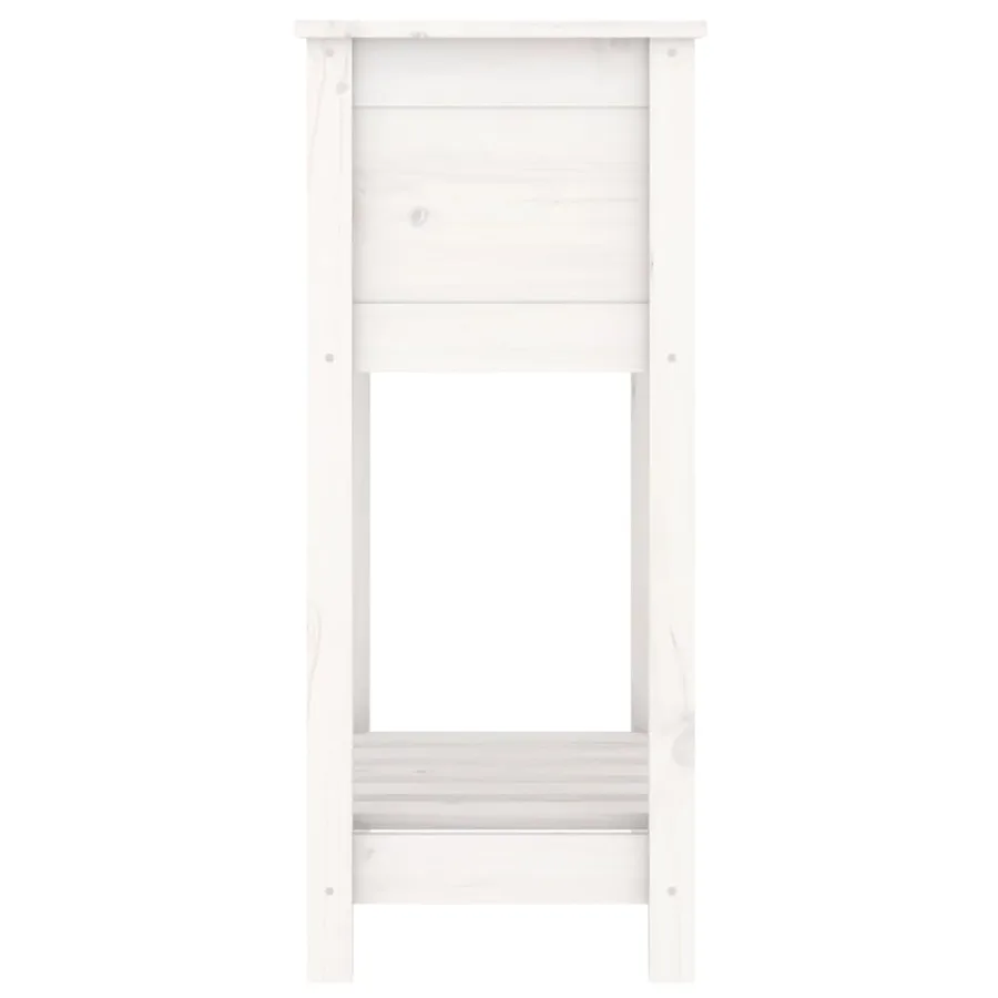 Jardinière avec étagère Blanc 54x34,5x81 cm Bois massif de pin - 6