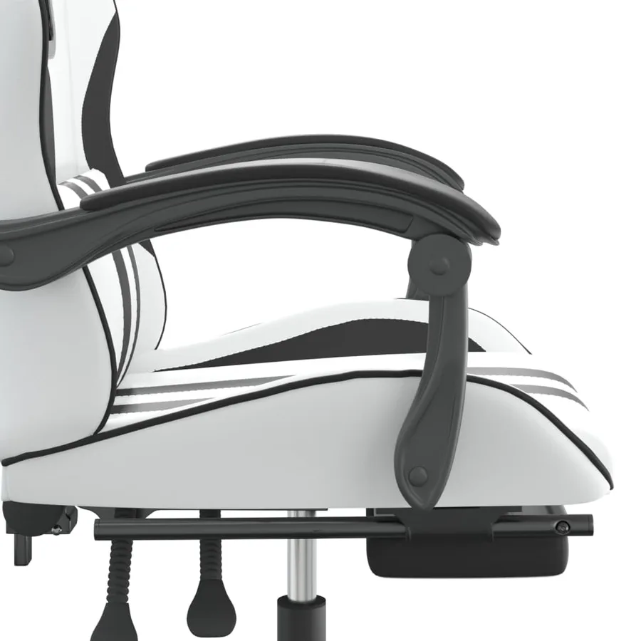 Chaise de jeu avec repose-pied Blanc et noir Similicuir - 11