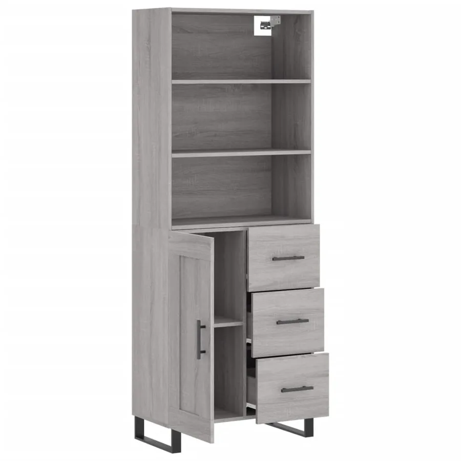 Buffet haut Sonoma gris 69,5x34x180 cm Bois d'ingénierie - 4