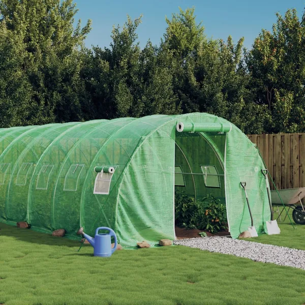 Serre avec cadre en acier vert 72 m² 24x3x2 m