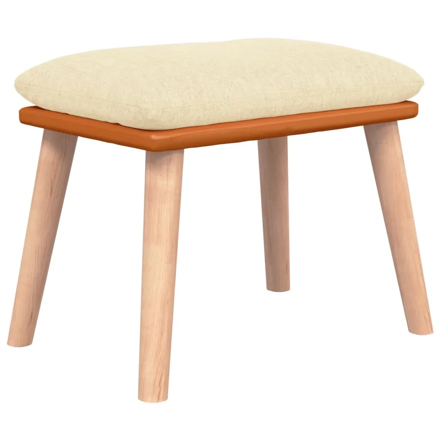 Repose-pied Crème 45x29,5x35 cm Tissu et similicuir - 2
