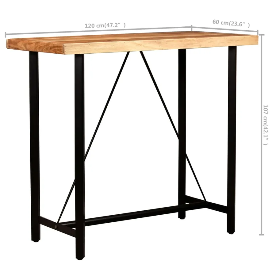 Ensemble de bar 5 pcs Bois solide et cuir véritable - 11