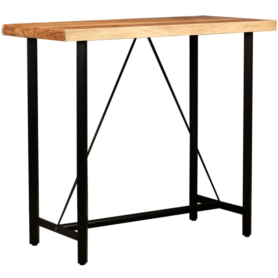 Ensemble de bar 5 pcs Bois solide et cuir véritable - 14