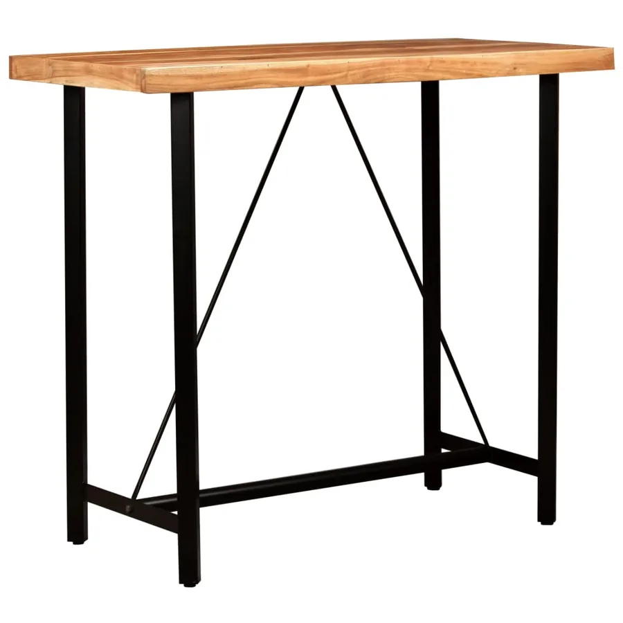 Ensemble de bar 5 pcs Bois solide et cuir véritable - 4