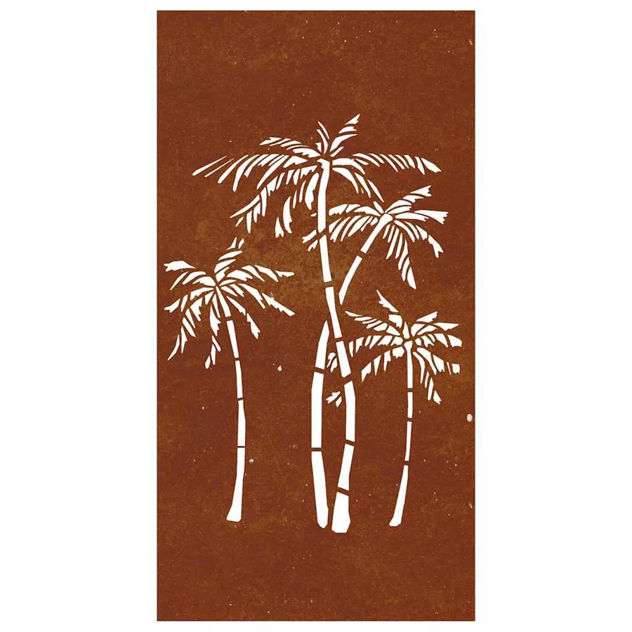 Décoration murale jardin 105x55 cm acier corten design palmier - 4