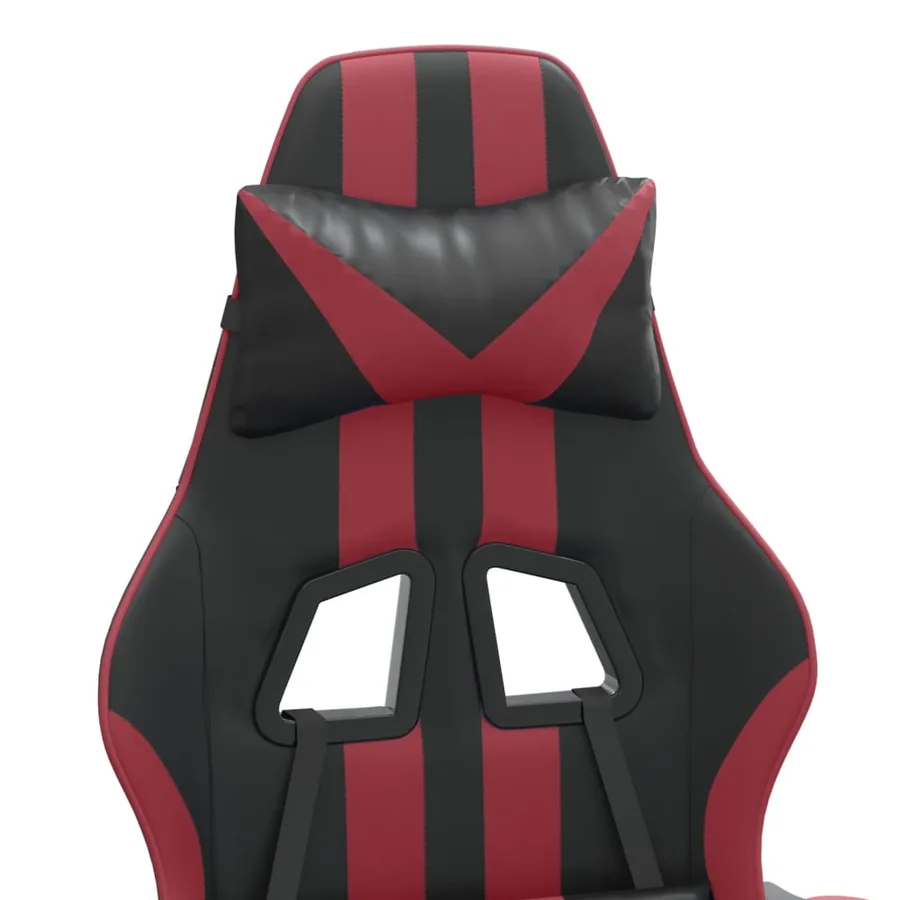 Chaise de jeu avec repose-pied Noir/rouge bordeaux Similicuir - 10