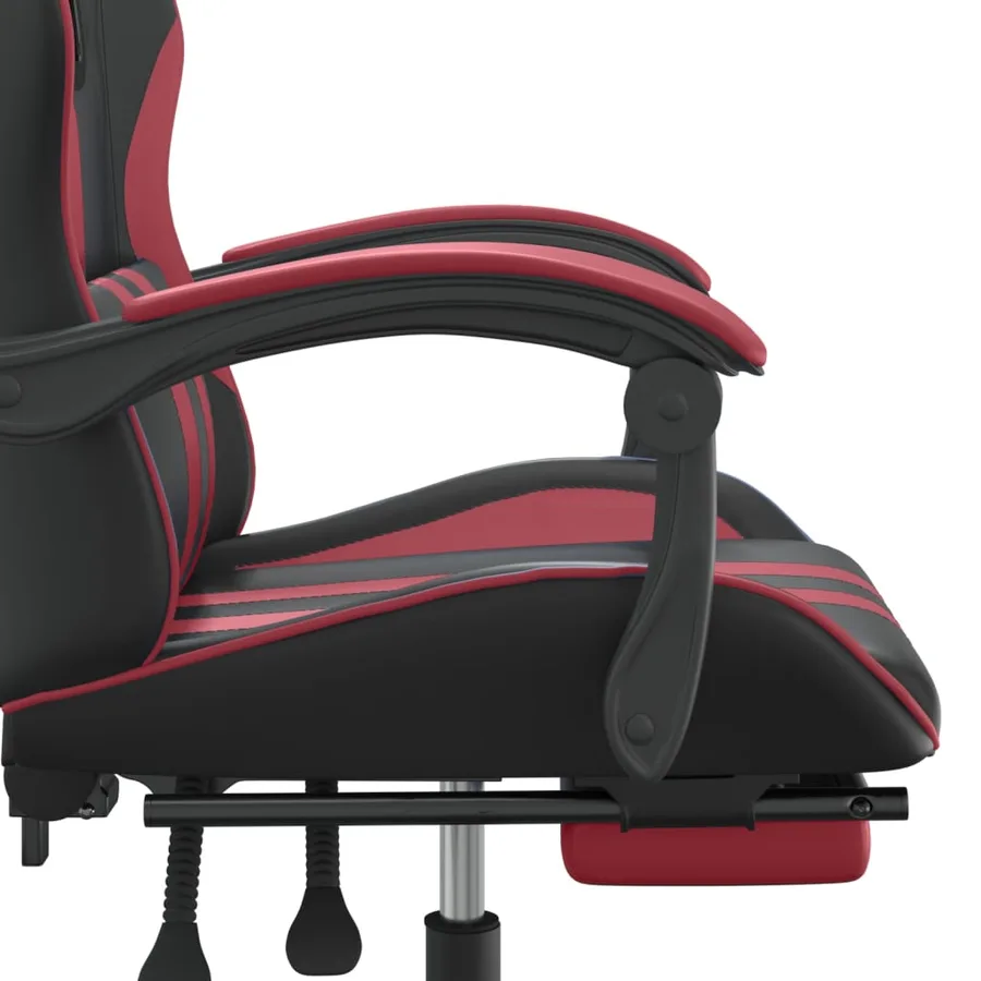 Chaise de jeu avec repose-pied Noir/rouge bordeaux Similicuir - 11