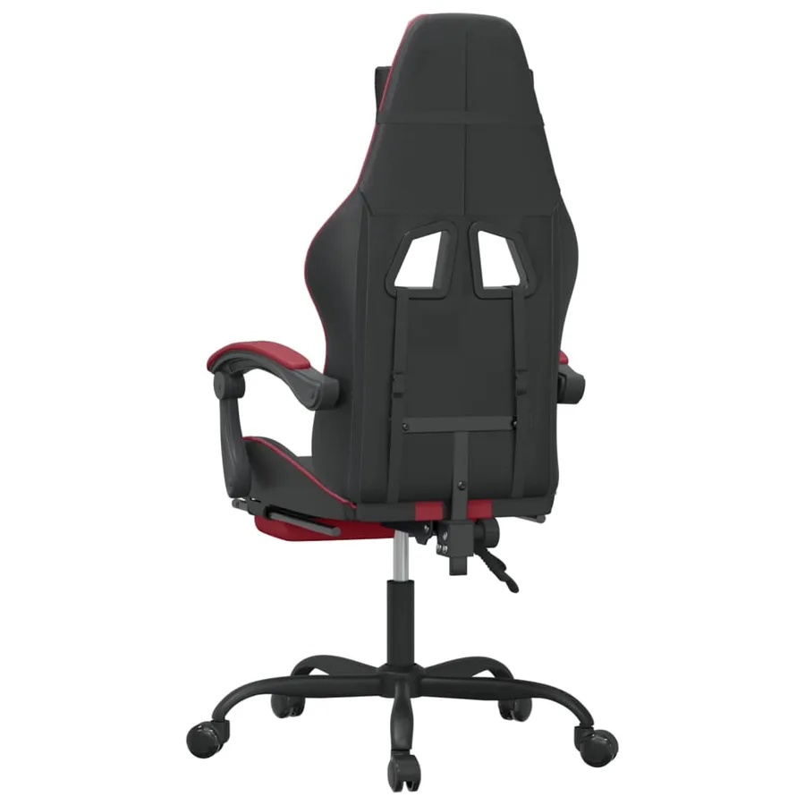 Chaise de jeu avec repose-pied Noir/rouge bordeaux Similicuir - 5