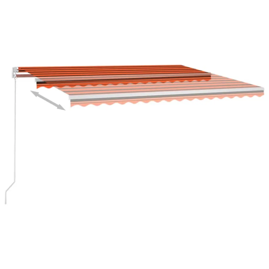 Auvent manuel rétractable avec LED 400x300 cm Orange et marron - 6