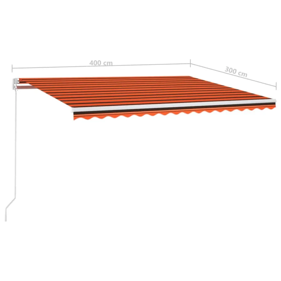 Auvent manuel rétractable avec LED 400x300 cm Orange et marron - 7