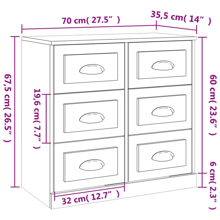 Buffets 2 pcs blanc bois d'ingénierie - 8