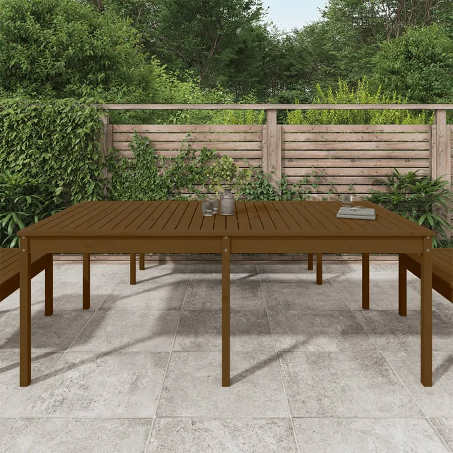 Table de jardin marron miel 203,5x100x76 cm bois massif de pin - 3