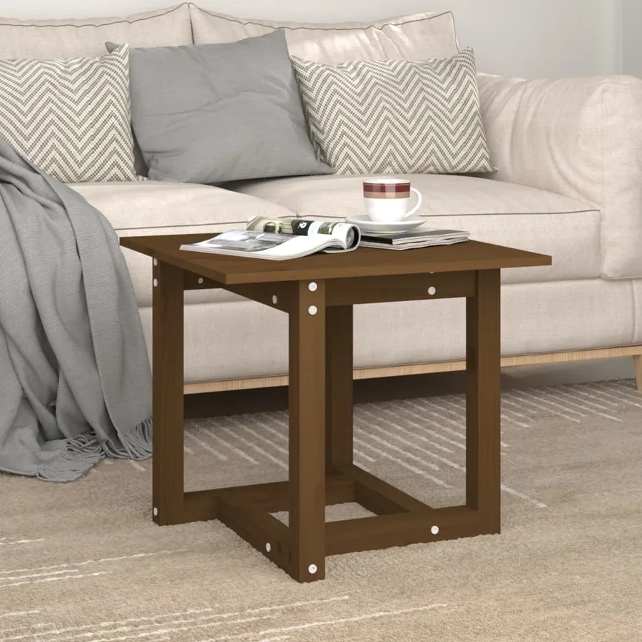 Table basse Marron miel 50x50x45 cm Bois massif de pin - 4