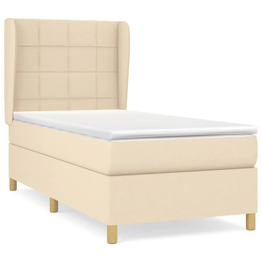 Sommier à lattes de lit avec matelas Crème 90x200 cm Tissu - 2